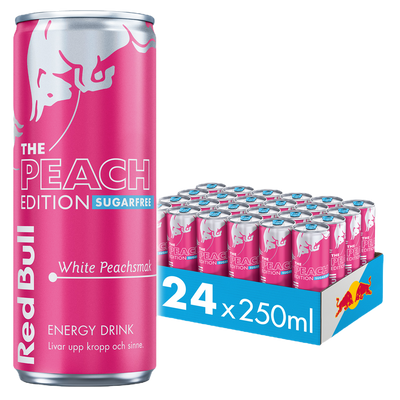 24 x Red Bull Peach edition White Peach sockerfri 250 m